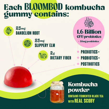 BloomBod Probiotic Kombucha Gummies