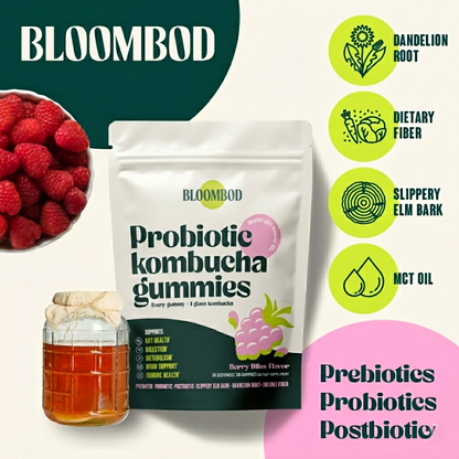 BloomBod Probiotic Kombucha Gummies